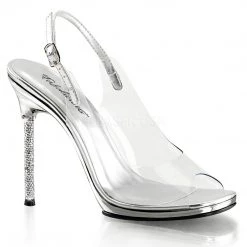 Fabulicious Clear/Silver 4.5" Heel Peep Toe Sling Back Sandal