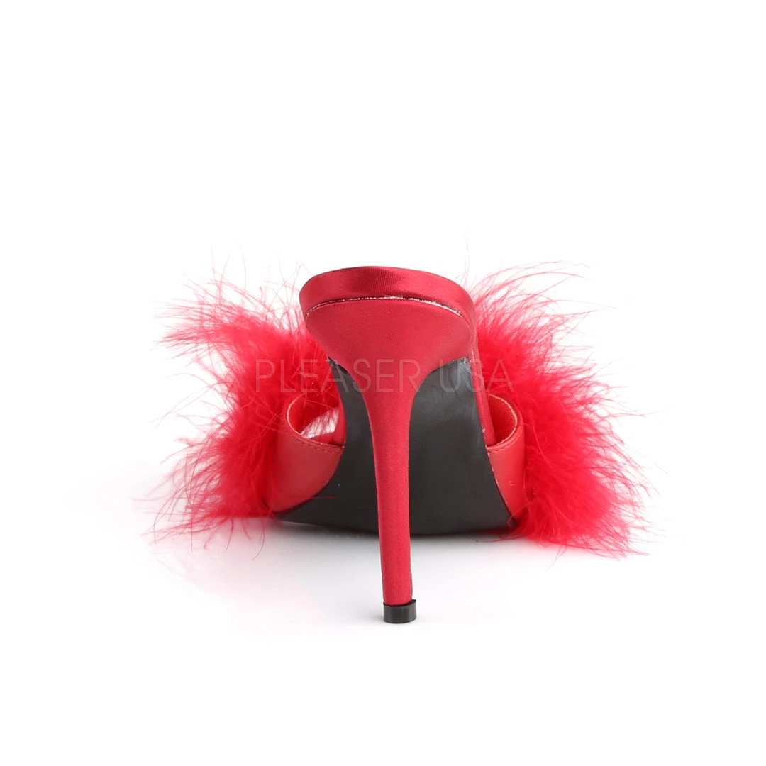 Fabulicious Red-Fur 4" Heel Marabou Fur Slipper Shoes 5 Fabulicious Red-Fur 4" Heel Marabou Fur Slipper Shoes