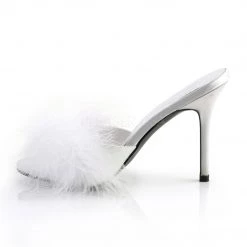 Fabulicious Shoes White-Fur 4" Heel Marabou Fur Slipper