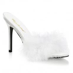 Fabulicious Shoes White-Fur 4" Heel Marabou Fur Slipper