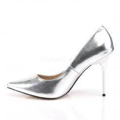 Pleaser 4" Heel Pointed-Toe Pump - Silver*