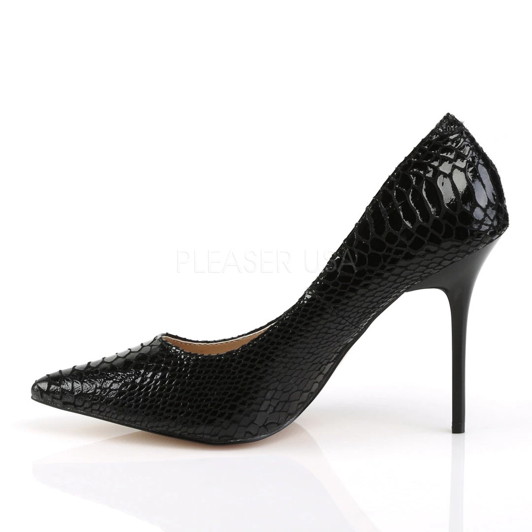 Pleaser Shoes 4" Heel Pointed-Toe Snake Print Leather - Black* 4 Pleaser Shoes 4" Heel Pointed-Toe Snake Print Leather - Black*