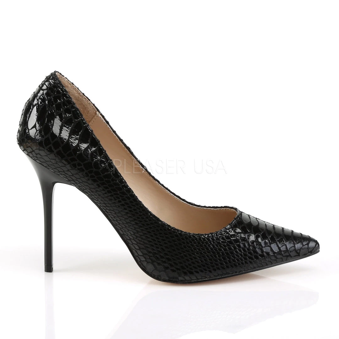 Pleaser Shoes 4" Heel Pointed-Toe Snake Print Leather - Black* 6 Pleaser Shoes 4" Heel Pointed-Toe Snake Print Leather - Black*