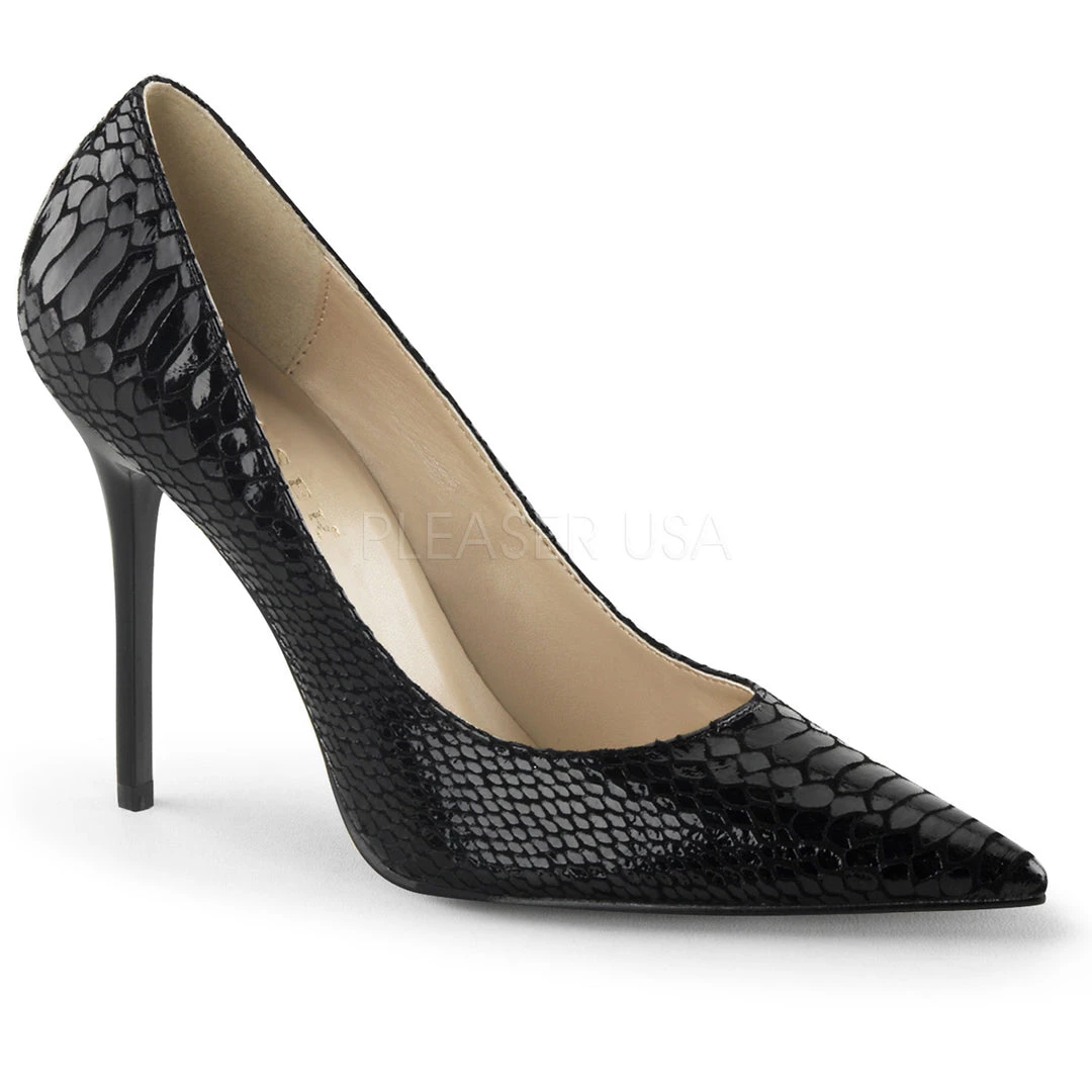 Pleaser Shoes 4" Heel Pointed-Toe Snake Print Leather - Black* 3 Pleaser Shoes 4" Heel Pointed-Toe Snake Print Leather - Black*