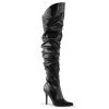 Pleaser Shoes 4" Heel Black Faux Leather Pointed Thigh Boots**