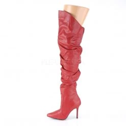 Pleaser 4" Heel Red Faux Leather Thigh High Boots* Shoes