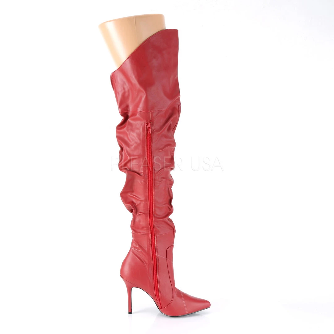 Pleaser 4" Heel Red Faux Leather Thigh High Boots* Shoes 6 Pleaser 4" Heel Red Faux Leather Thigh High Boots* Shoes