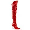 Pleaser 4" Heel Red Faux Leather Thigh High Boots* Shoes