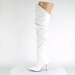 Pleaser Shoes 4" Heel White Faux Leather Pointed Boots*
