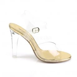 Fabulicious Shoes Clear Lucite-Gold 4.5