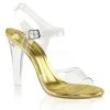Fabulicious Shoes Clear Lucite-Gold 4.5" Heel Platform Ankle Strap Sandal 1 Fabulicious Shoes Clear Lucite-Gold 4.5" Heel Platform Ankle Strap Sandal