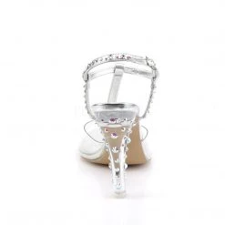 Fabulicious Shoes Clear/Silver Metallic 4.5" T-Strap Sling Back Sandal 8 Fabulicious Shoes Clear/Silver Metallic 4.5