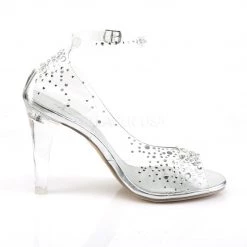 Fabulicious Clear 4.5" Heel Open Toe Ankle Strap D'Orsay Sandal Shoes 9 Fabulicious Clear 4.5