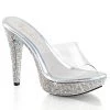 Fabulicious Clear/Silver 5" Heel Platform Slide Shoes