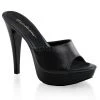 Fabulicious Shoes Black Leather 5" Heel Platform Slide