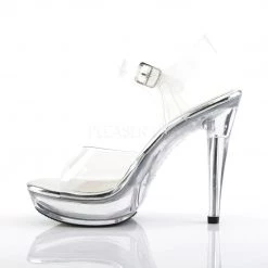 Fabulicious Clear 5" Heel Ankle Strap Sandal Shoes