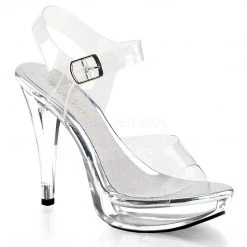 Fabulicious Clear 5" Heel Ankle Strap Sandal Shoes