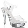 Fabulicious Clear/Silver Chrome 5" Heel Ankle Strap Sandal 1 Fabulicious Clear/Silver Chrome 5" Heel Ankle Strap Sandal
