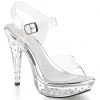 Fabulicious Shoes Clear 5" Heel 1" Platform Ankle Strap Sandal