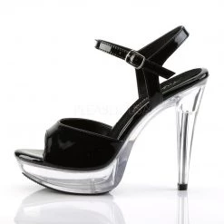 Fabulicious Black/Clear 5" Heel 1" Platform Ankle Strap Sandal 7 Fabulicious Black/Clear 5
