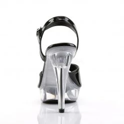 Fabulicious Black/Clear 5" Heel 1" Platform Ankle Strap Sandal 8 Fabulicious Black/Clear 5