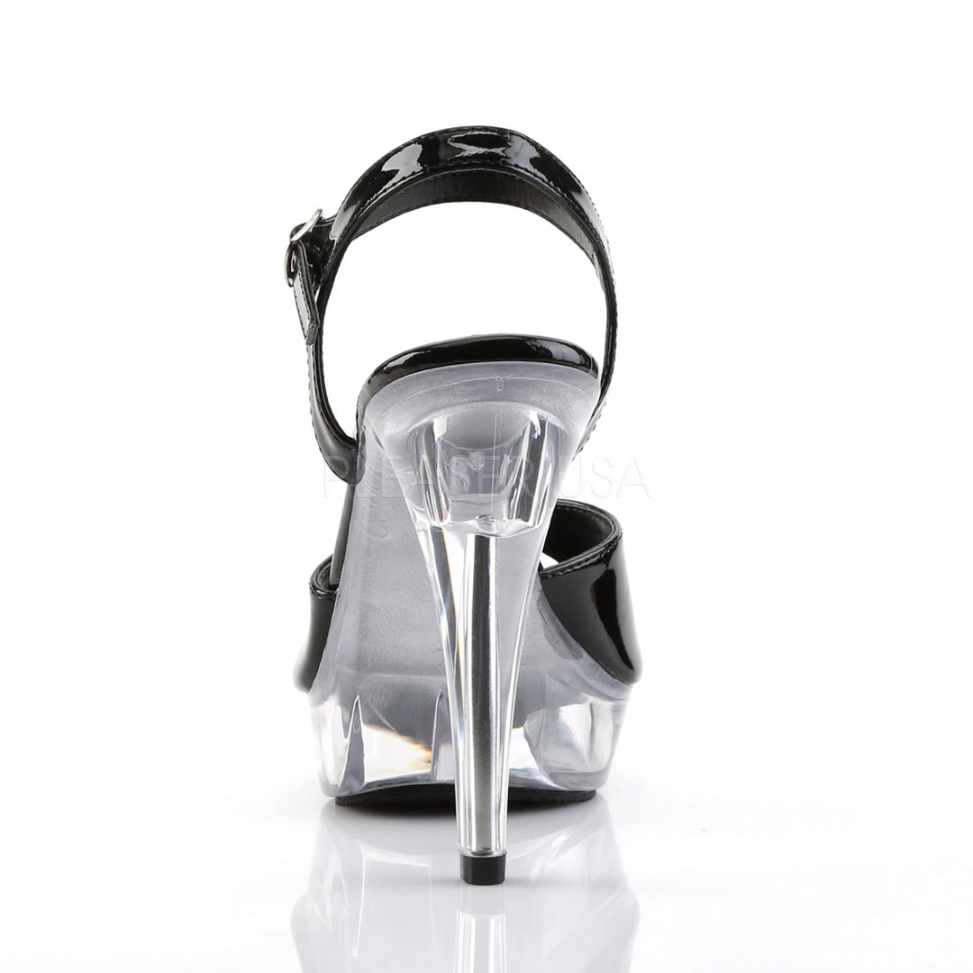 Fabulicious Black/Clear 5" Heel 1" Platform Ankle Strap Sandal 5 Fabulicious Black/Clear 5" Heel 1" Platform Ankle Strap Sandal