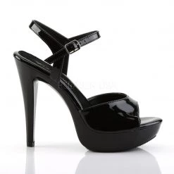 Fabulicious Black 5" Heel 1" Platform Ankle Strap Sandal 9 Fabulicious Black 5