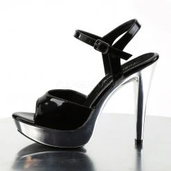 Fabulicious Black/Silver Chrome 5" Heel 1" Platform Ankle Strap Sandal Shoes 7 Fabulicious Black/Silver Chrome 5