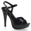 Fabulicious Black 5" Heel 1" Platform Ankle Strap Sandal