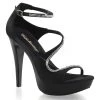 Fabulicious Shoes Black Satin 5" Heel 1" Platform Curvy Closed-Back Sandal