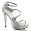 Fabulicious Silver Satin 5" Heel 1" Platform Closed-Back Ankle Strap Sandal