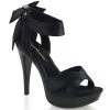 Fabulicious Black Satin 5" Heel 1" Platform Criss Cross Strap Sandal