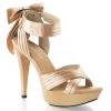 Fabulicious Shoes Champagne Satin 5" Heel Criss Cross Pleated Straps Sandal