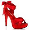 Fabulicious Shoes Red Satin 5" Heel Criss Cross Pleated Straps Sandal