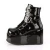 Demonia Shoes Black Patent Leather 4.3" Platform Ankle Boots*