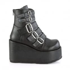 Demonia Shoes Black Vegan Leather 4.3" Platform Ankle Boots* 9 Demonia Shoes Black Vegan Leather 4.3