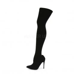 Pleaser 5" Heel Black Stretch Pull-On Thigh High Boots*