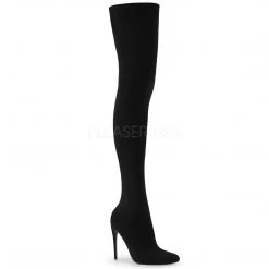 Pleaser 5" Heel Black Stretch Pull-On Thigh High Boots*