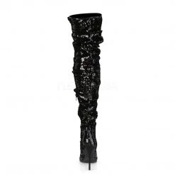 Pleaser 5" Heel Black Sequined Thigh High Boots* 8 Pleaser 5