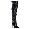 Pleaser 5" Heel Black Sequined Thigh High Boots*