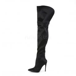 Pleaser Shoes 5" Heel Black Stretch Thigh High Boots*
