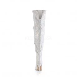 Pleaser 5" Heel White Glitter Thigh High Boots* Shoes 8 Pleaser 5