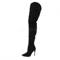 Pleaser 5" Heel Black Faux Suede Thigh High Boots*