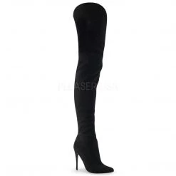 Pleaser 5" Heel Black Faux Suede Thigh High Boots*