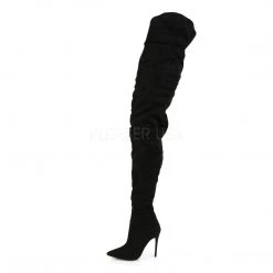 Pleaser 5" Heel Black Faux Suede Crotch High Boots*