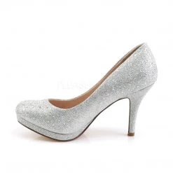 Fabulicious Shoes Silver Glitter Mesh Fabric 3.5