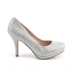 Fabulicious Shoes Silver Glitter Mesh Fabric 3.5