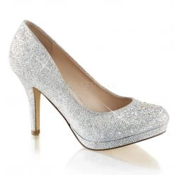 Fabulicious Shoes Silver Glitter Mesh Fabric 3.5