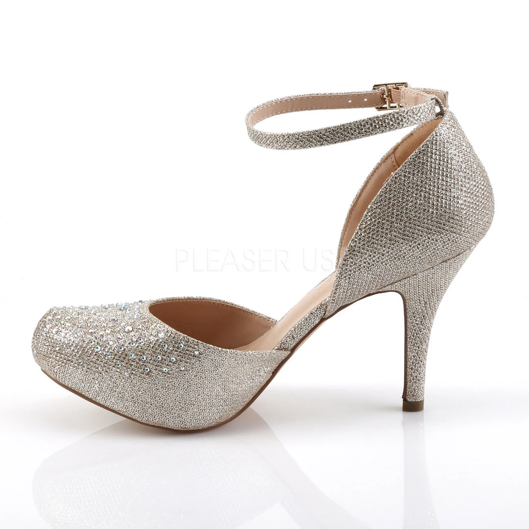 Fabulicious Beige Glitter Mesh Fabric 3.5" Heel Ankle Strap D'Orsay Pump 4 Fabulicious Beige Glitter Mesh Fabric 3.5" Heel Ankle Strap D'Orsay Pump