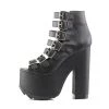 Demonia 6.5" Heel Black Vegan Leather 3" Platform Ankle Boots* Shoes